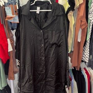 Black Button-Up Pajama Shirt